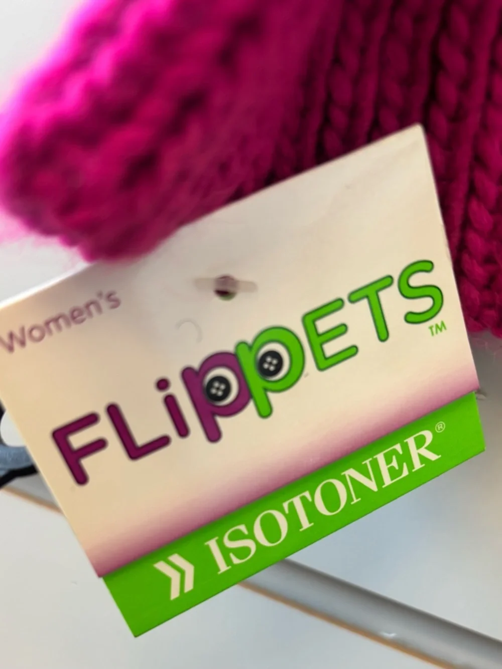 isotoner Green and Pink Knit Frog Mittens
